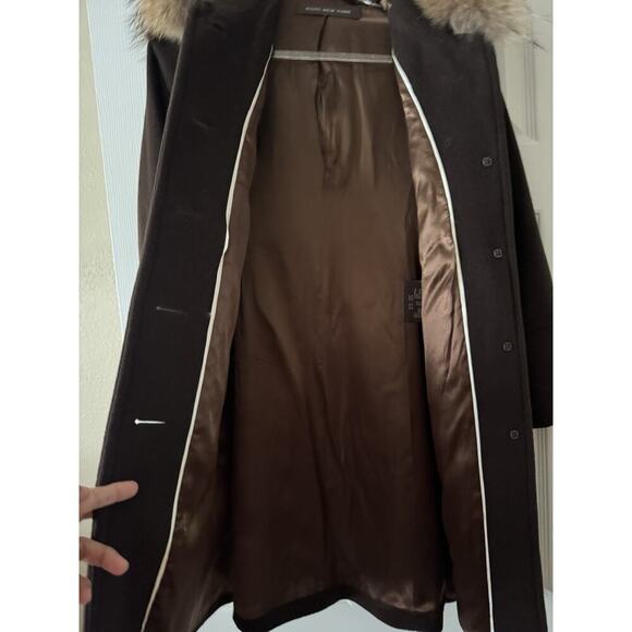 MARC NEW YORK BROWN WOOL COAT WITH FUR HOOD SIZE 2P - Picture 13 of 14